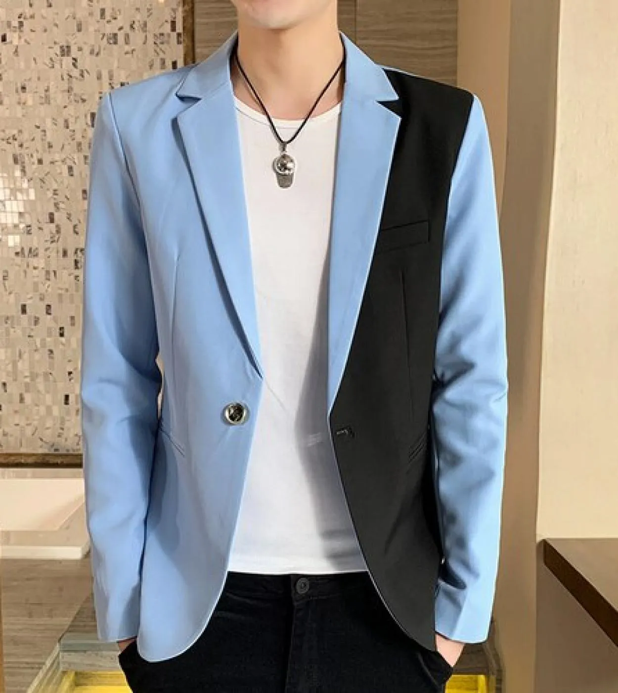 2022 Fashion New Casual da uomo Boutique Color Matching Suit Coat  Blazer da uomo Slim Fit con cuciture a due colori Jacketblaz