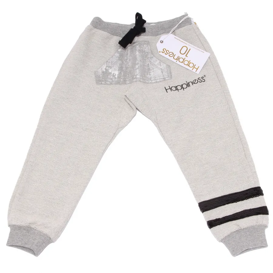 4126U tuta bimba HAPPINESS cotone grigio tute tracksuits kid girl