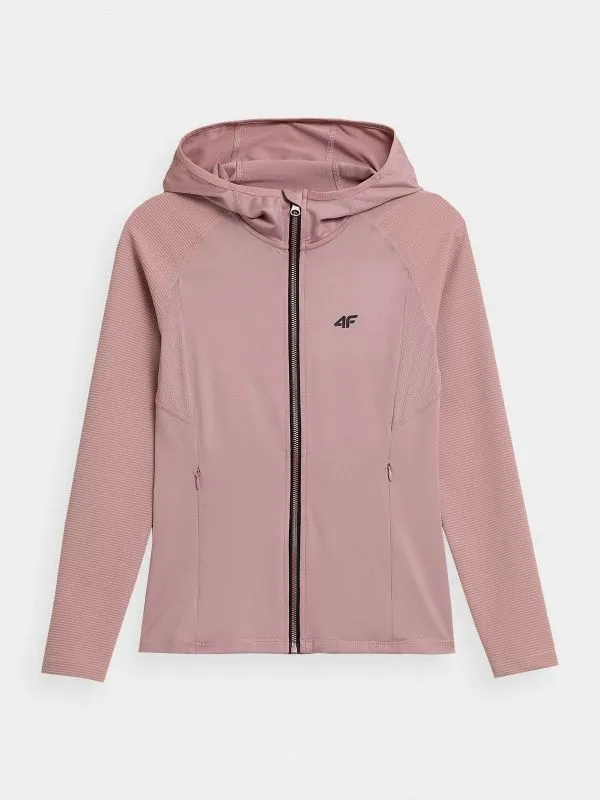 4F WOMEN’S QUICK-DRYING Light Pink  Training Zipped Hoodie felpa tecnica da allenamento e running