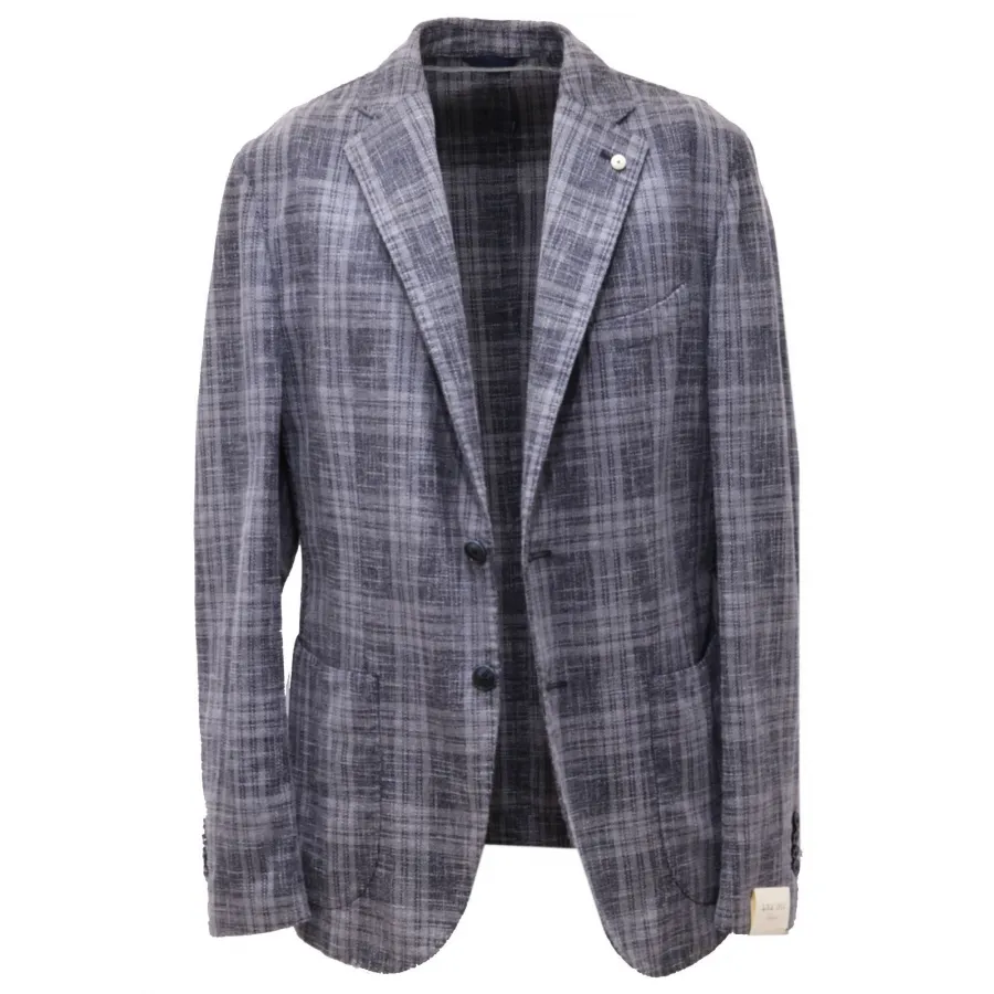 8863AE giacca uomo L.B.M 1911 grey/blue check wool/cotton jacket men