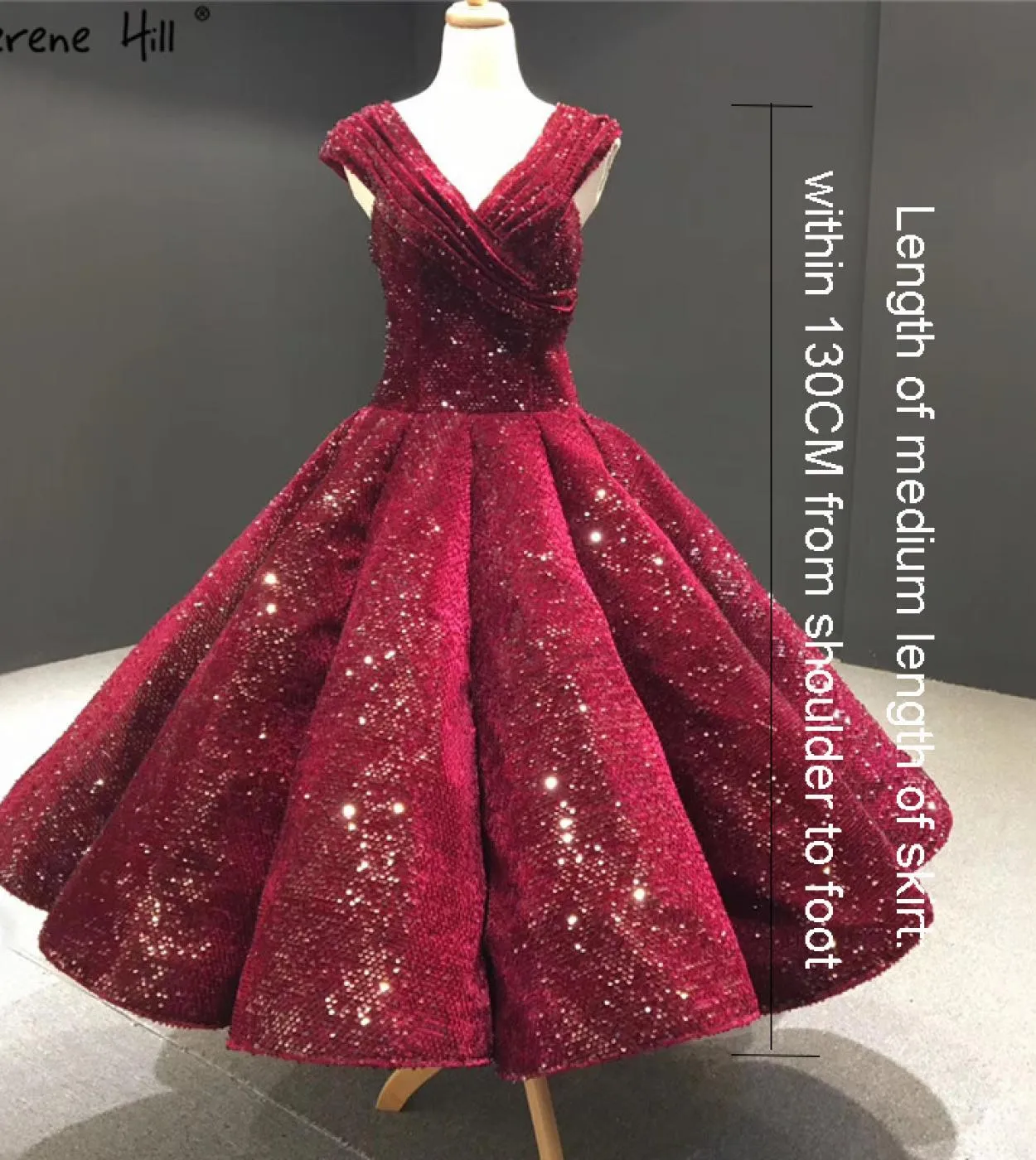 Abiti da sposa di lusso con scollo a V rosso vino Abiti da sposa senza maniche con paillettes di fascia alta Ha2296 Matrimonio s