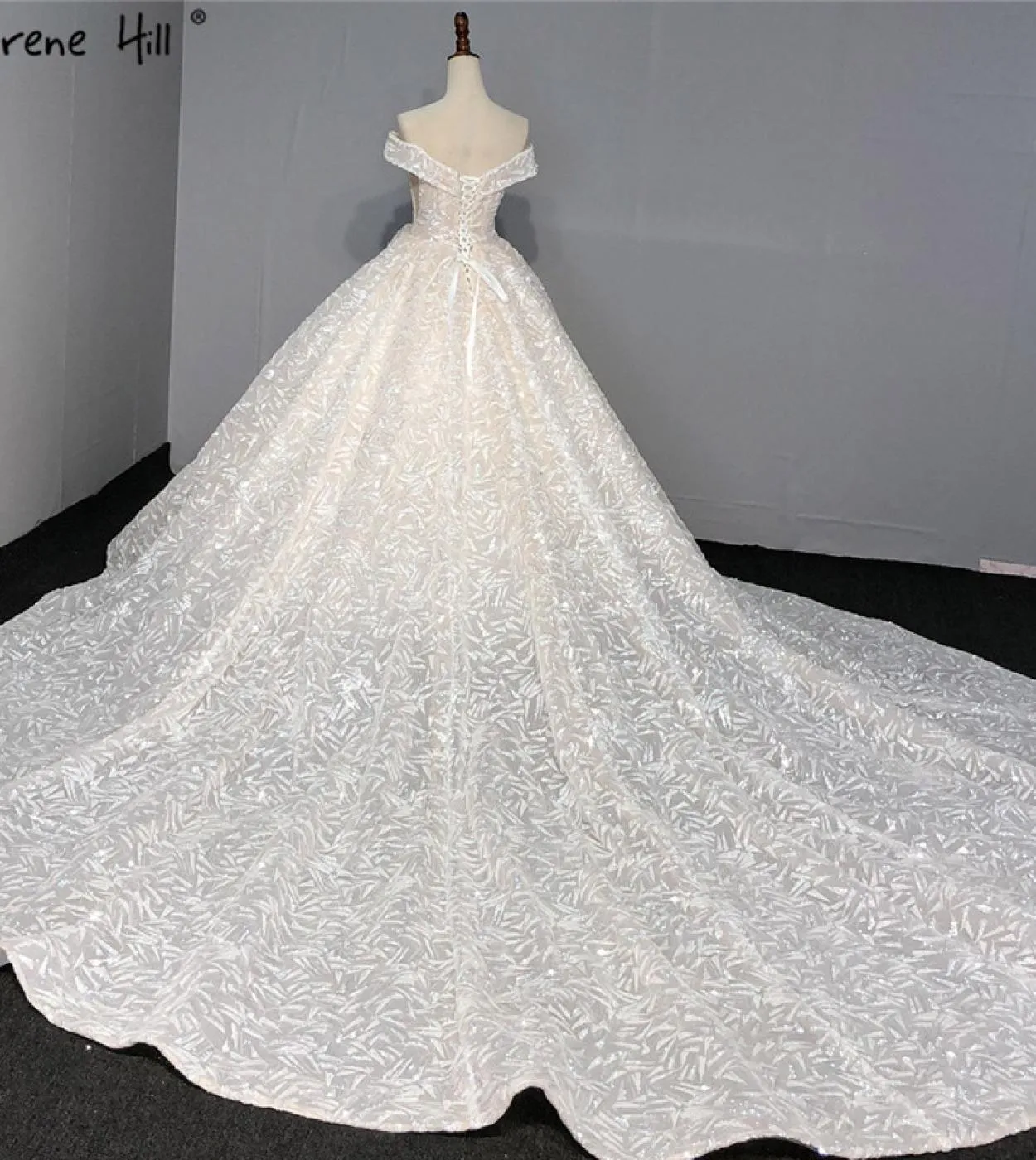 Abiti da sposa senza maniche vintage di lusso avorio con paillettes scintillanti e spalle scoperte abito da sposa Ha2317 matrimo