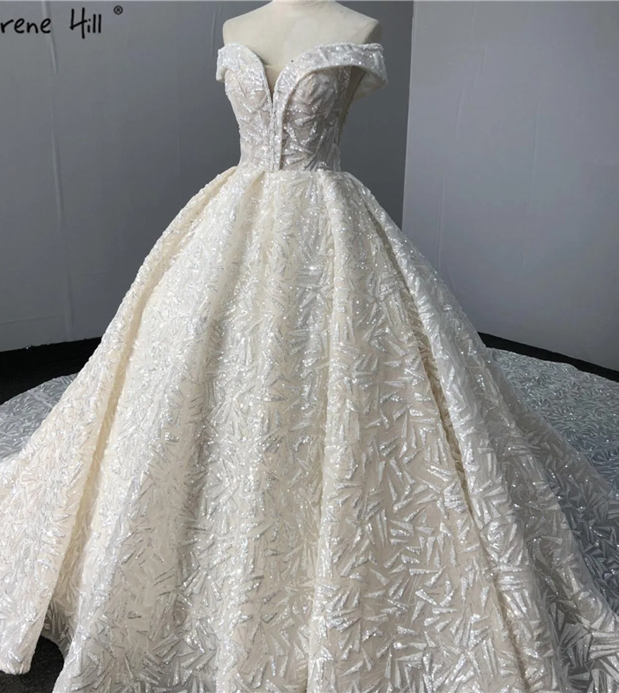 Abiti da sposa senza maniche vintage di lusso avorio con paillettes scintillanti e spalle scoperte abito da sposa Ha2317 matrimo