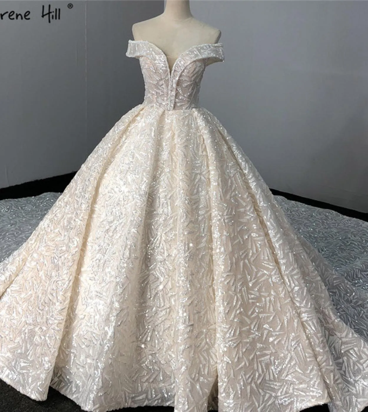 Abiti da sposa senza maniche vintage di lusso avorio con paillettes scintillanti e spalle scoperte abito da sposa Ha2317 matrimo