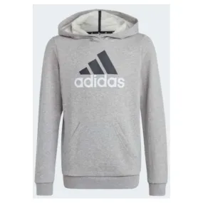 Adidas Junior U Bl 2 Hoodie Felpa Capp Grigia Logo Petto Junior