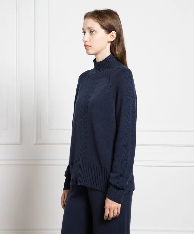 Allude Maglione blu in lana e cashmere con motivo strutturato 23517623