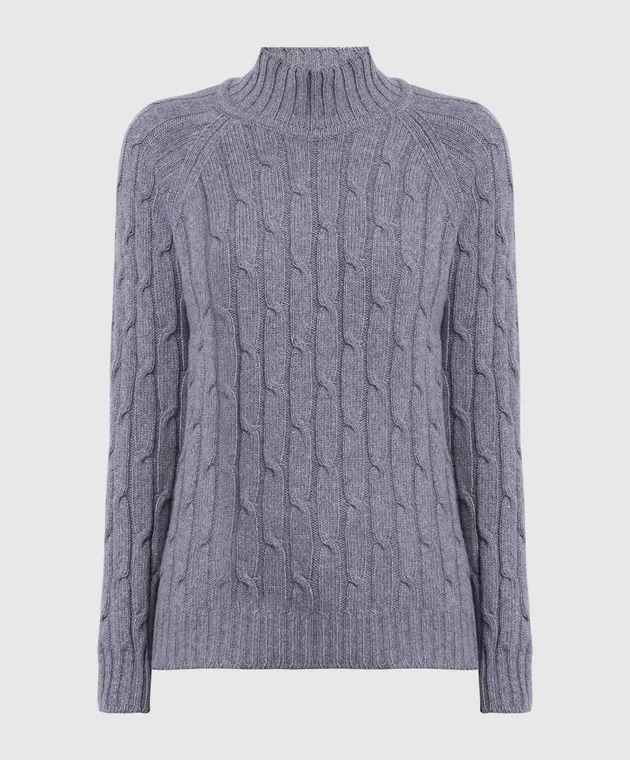 Babe Pay Pls Maglione grigio realizzato in cashmere con motivo strutturato MD9701305341TR