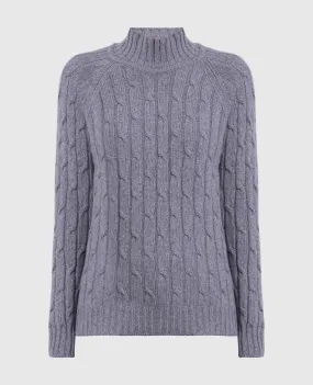 Babe Pay Pls Maglione grigio realizzato in cashmere con motivo strutturato MD9701305341TR