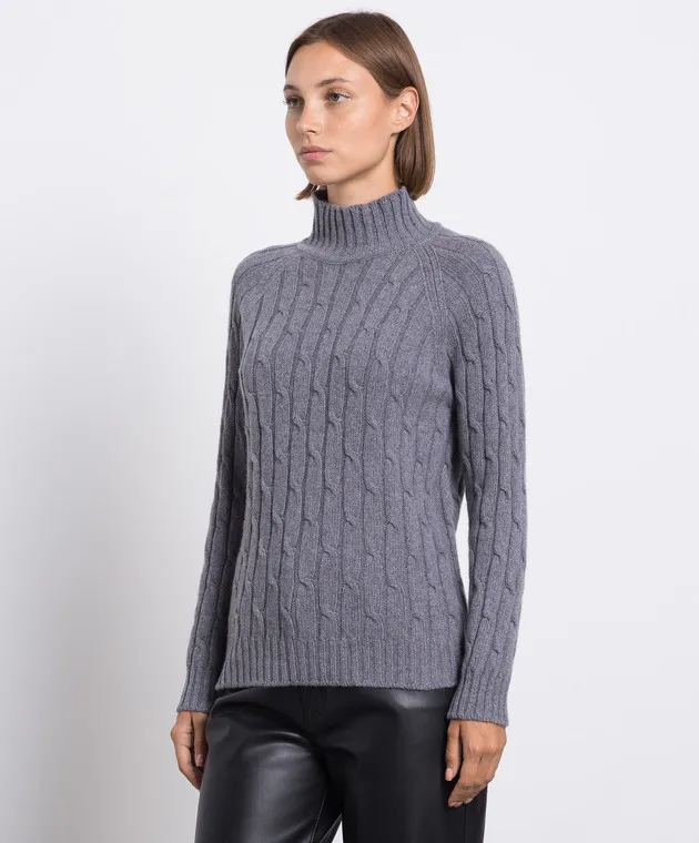 Babe Pay Pls Maglione grigio realizzato in cashmere con motivo strutturato MD9701305341TR