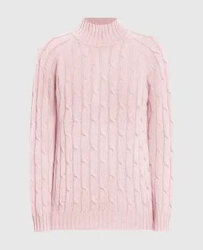 Babe Pay Pls Maglione rosa realizzato in cashmere con motivo strutturato MD9701305341TR