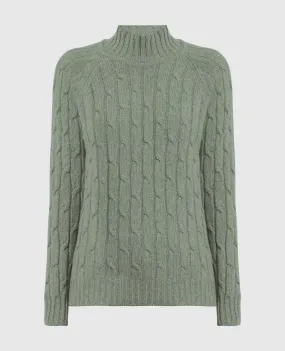 Babe Pay Pls Maglione verde realizzato in cashmere con motivo strutturato MD9701305341TR