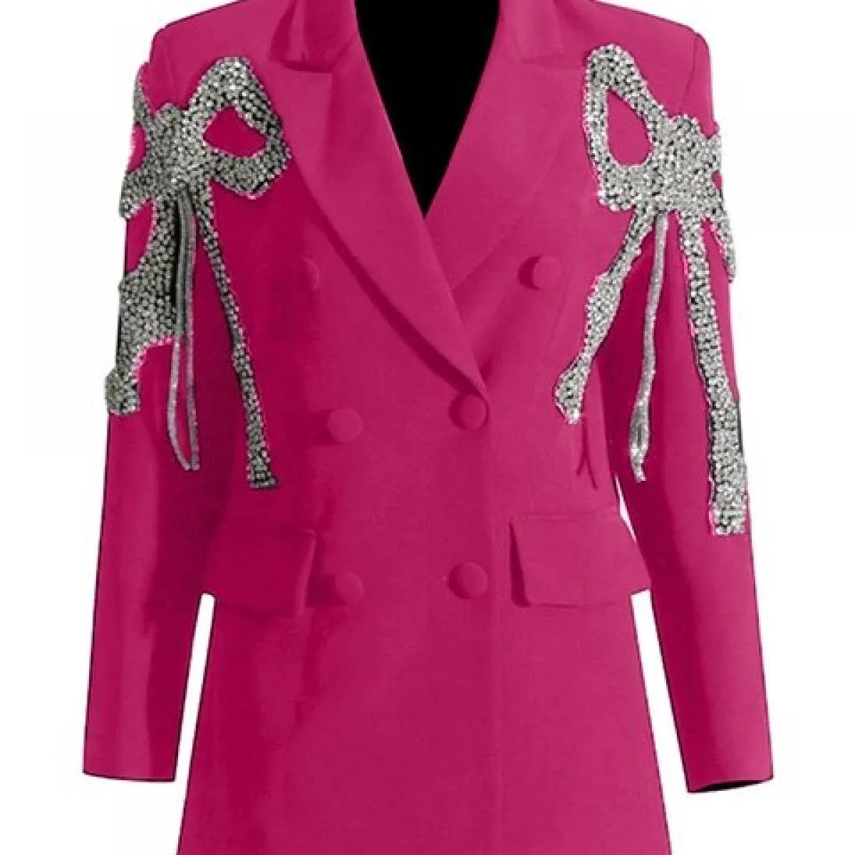 Blazer lunghi da donna con design a fiocco in rilievo e diamanti da donna del 2023 più nuovi di High Street