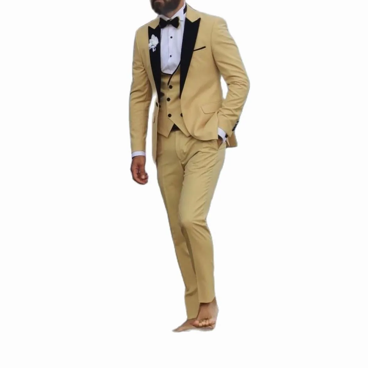 Blazer Set Ultimi disegni Abito da uomo Blazer avorio Gilet Pantaloni Custom Made Abiti da sposa uomo Sposo Smoking Sposo 3 Pie