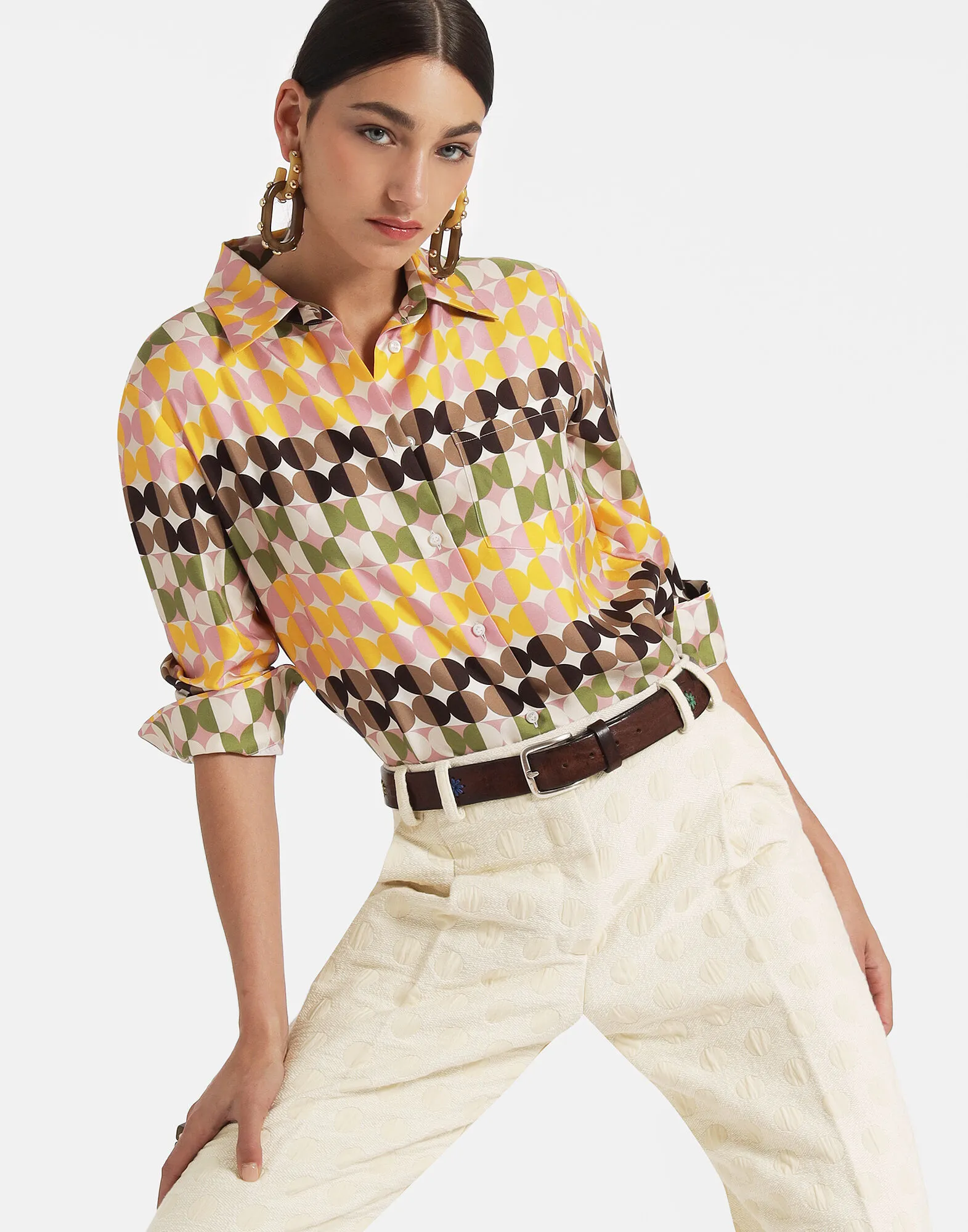 Boy Shirt in Mezzaluna Chocolate for Women | La DoubleJ