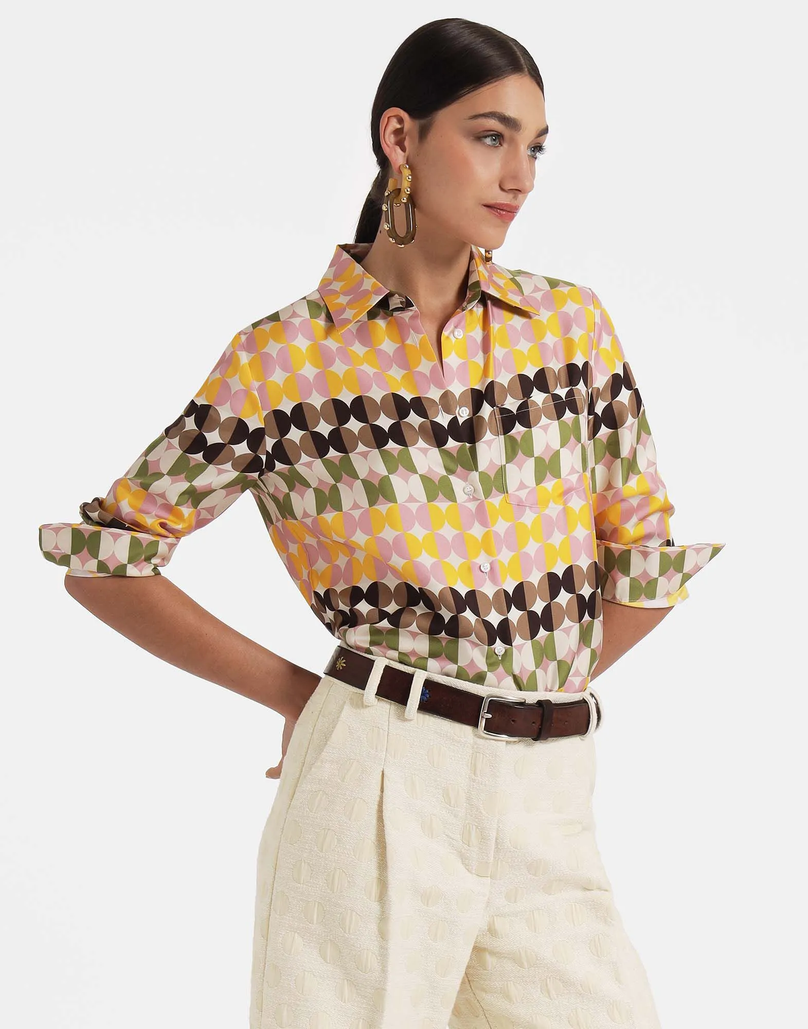 Boy Shirt in Mezzaluna Chocolate for Women | La DoubleJ