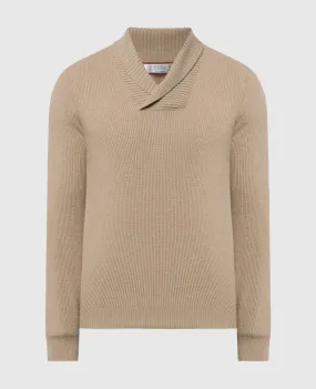 Brunello Cucinelli Maglione beige in lana, cashmere e seta M3629508