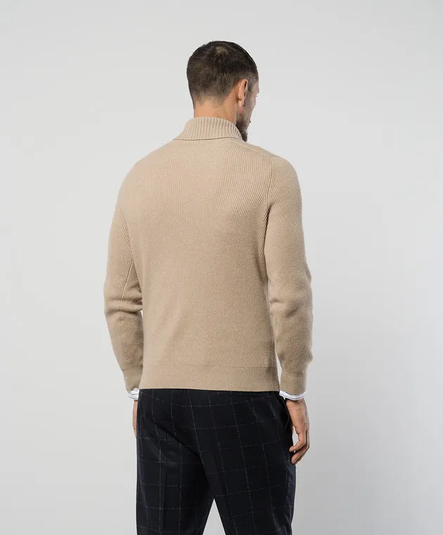 Brunello Cucinelli Maglione beige in lana, cashmere e seta M3629508