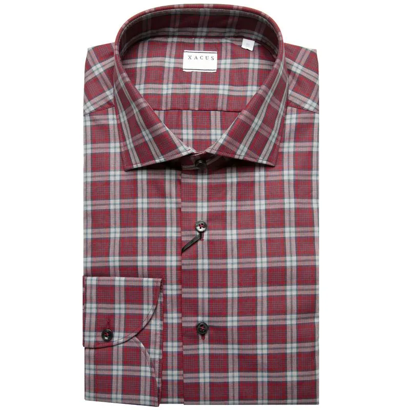 Camicia bordeaux a quadri Tailor Fit 