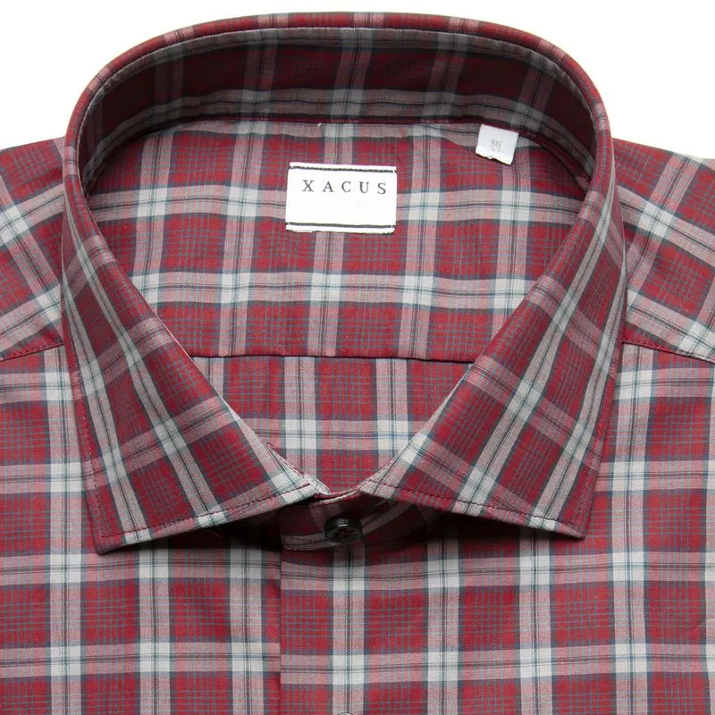 Camicia bordeaux a quadri Tailor Fit 