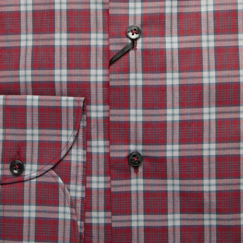 Camicia bordeaux a quadri Tailor Fit 