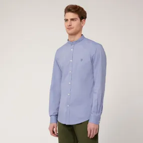 Camicia Con Collo Alla Coreana in Blu Denim: Nuovi arrivi Di Lusso | Harmont & Blaine®