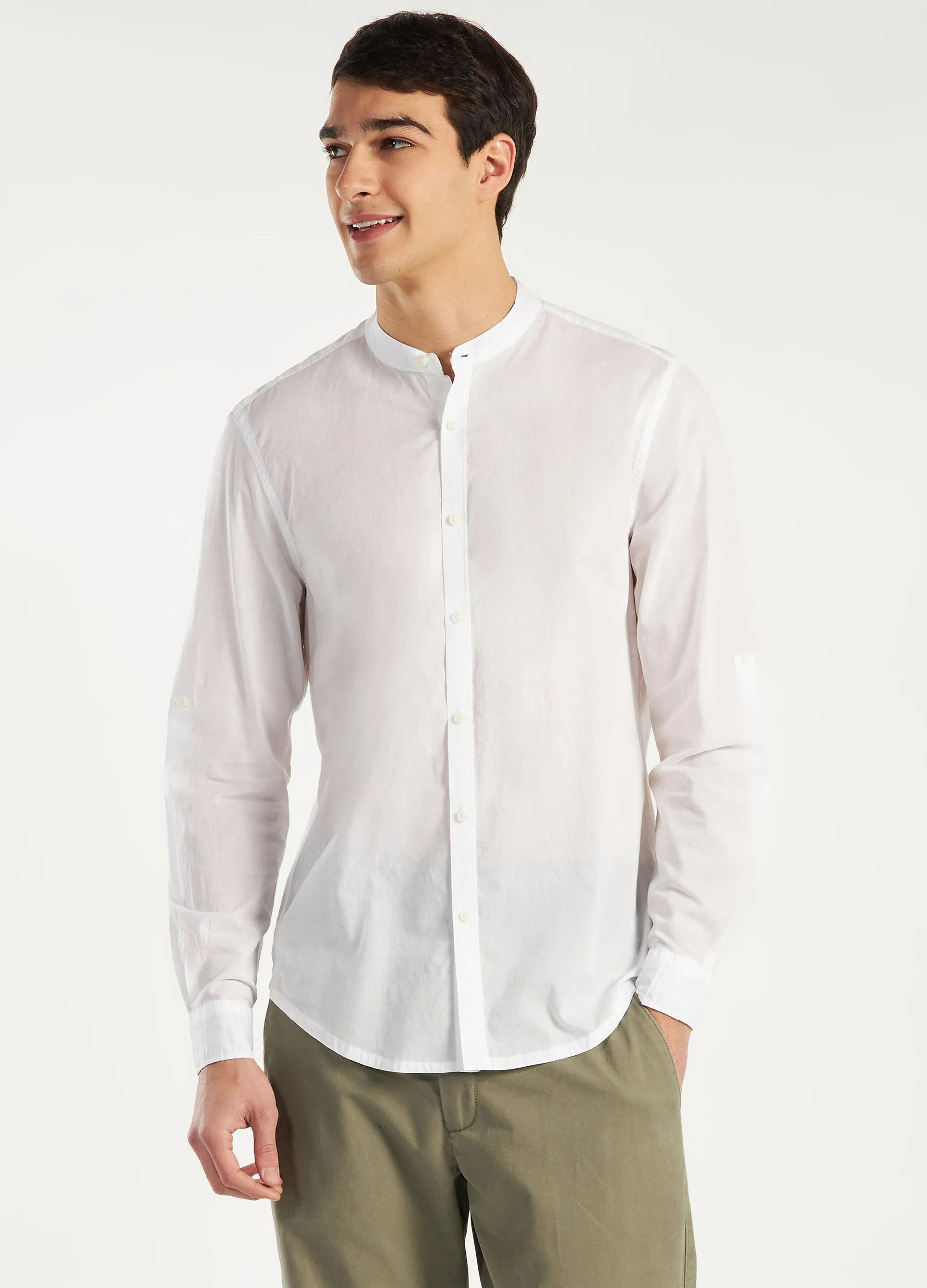 Camicia coreana in puro cotone uomo