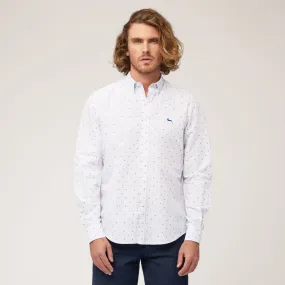 Camicia In Cotone E Lino Con Micro Motivo in Azzurro: Nuovi arrivi Di Lusso | Harmont & Blaine®