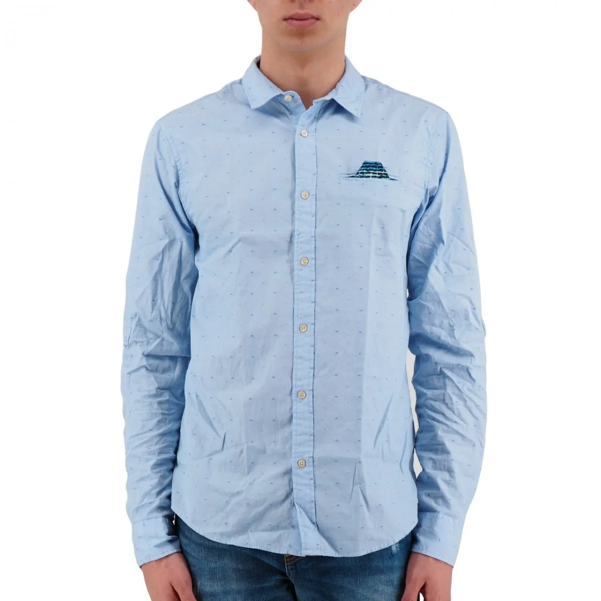 Camicia In Cotone Regular Fit Azzurro