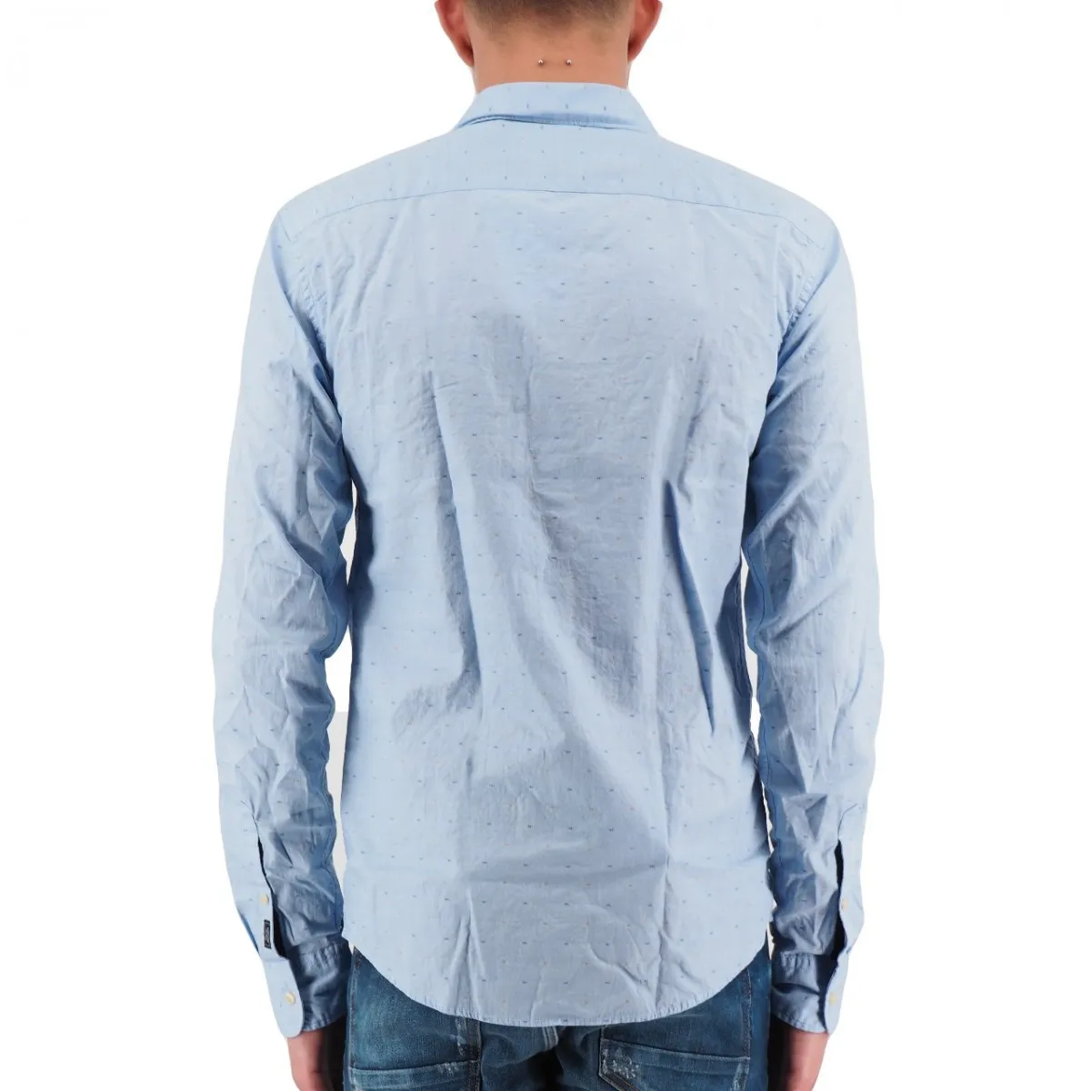 Camicia In Cotone Regular Fit Azzurro