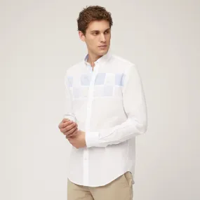 Camicia In Lino E Cotone Con Riquadri A Contrasto in Bianco: Nuovi arrivi Di Lusso | Harmont & Blaine®