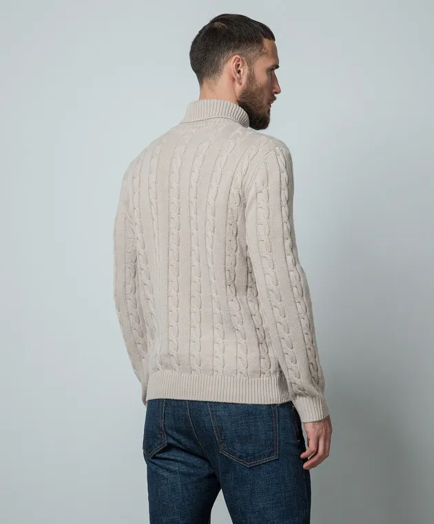 Cashmere&Whiskey Maglione beige realizzato in cashmere con motivo strutturato 80605C