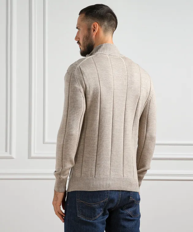 Cashmere&Whiskey Maglione beige realizzato in lana con motivo strutturato PL007