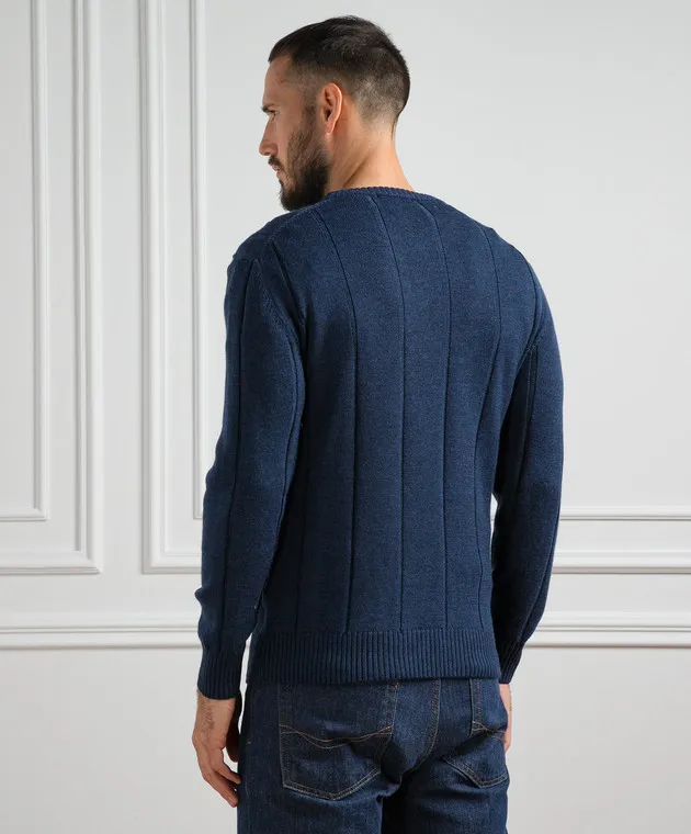 Cashmere&Whiskey Maglione blu realizzato in lana con motivo strutturato PL002