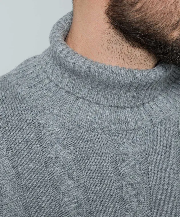 Cashmere&Whiskey Maglione grigio realizzato in cashmere con motivo strutturato 80605C