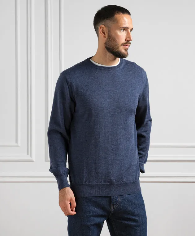 Cashmere&Whiskey Maglione in lana blu 92392