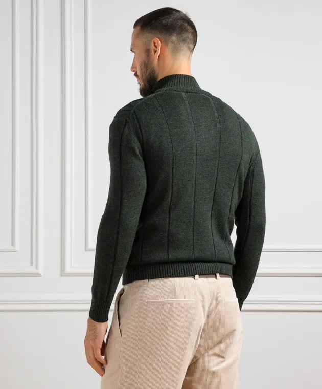 Cashmere&Whiskey Maglione verde realizzato in lana con motivo strutturato PL007