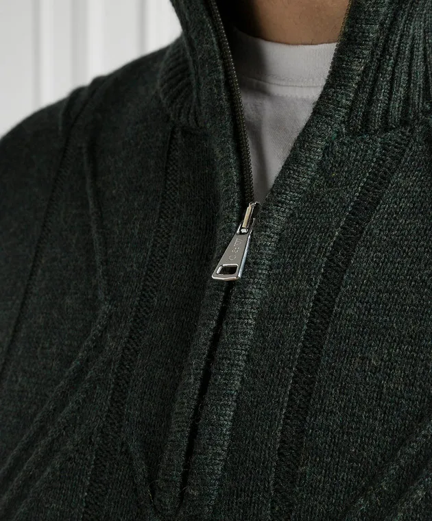 Cashmere&Whiskey Maglione verde realizzato in lana con motivo strutturato PL007