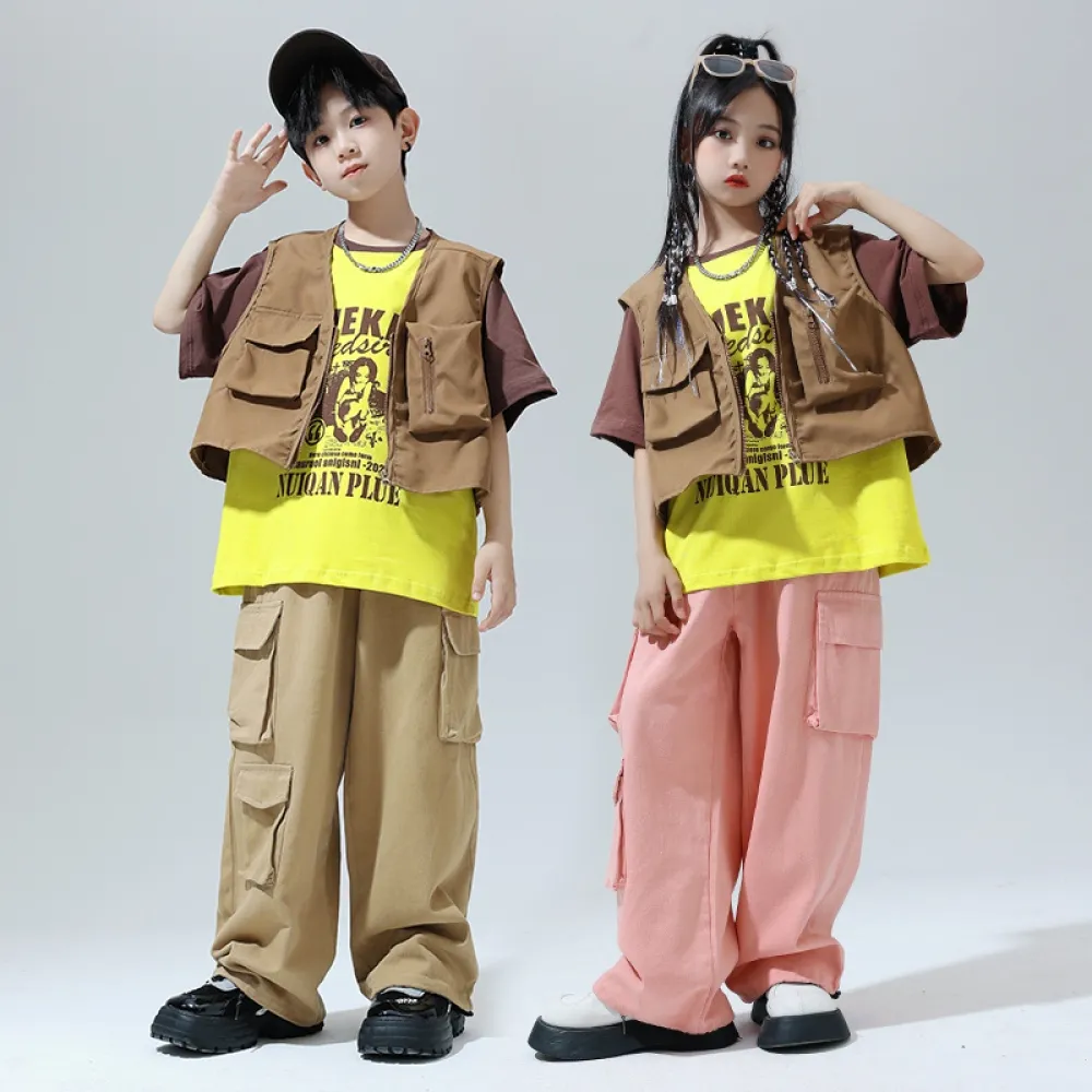 Danza di strada Abbigliamento alla moda per bambini Hiphop Hip-hop Tute per ragazzi Abbigliamento per spettacoli Ragazze Spettac