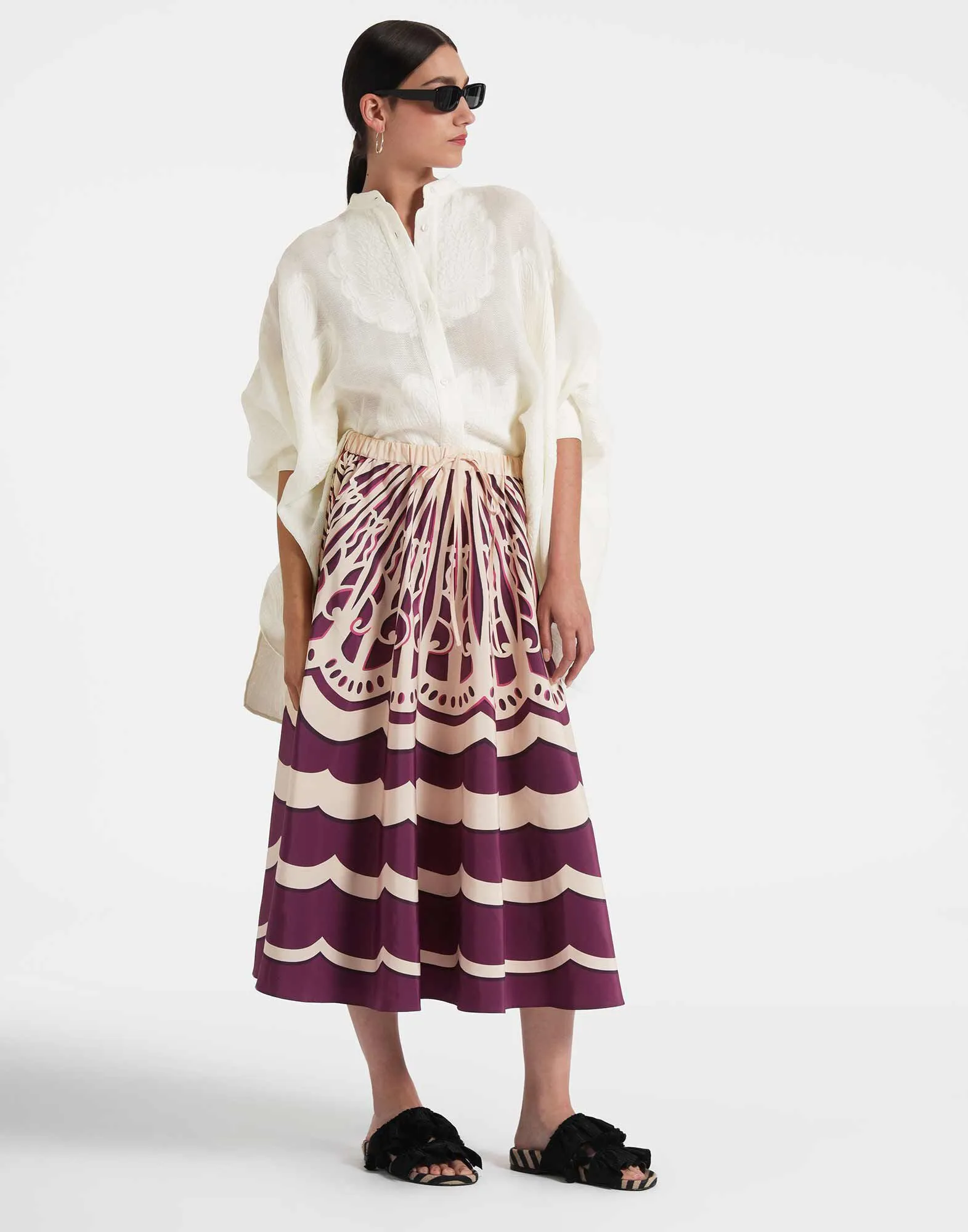 Drawstring Skirt in Fans Placée Purple for Women | La DoubleJ