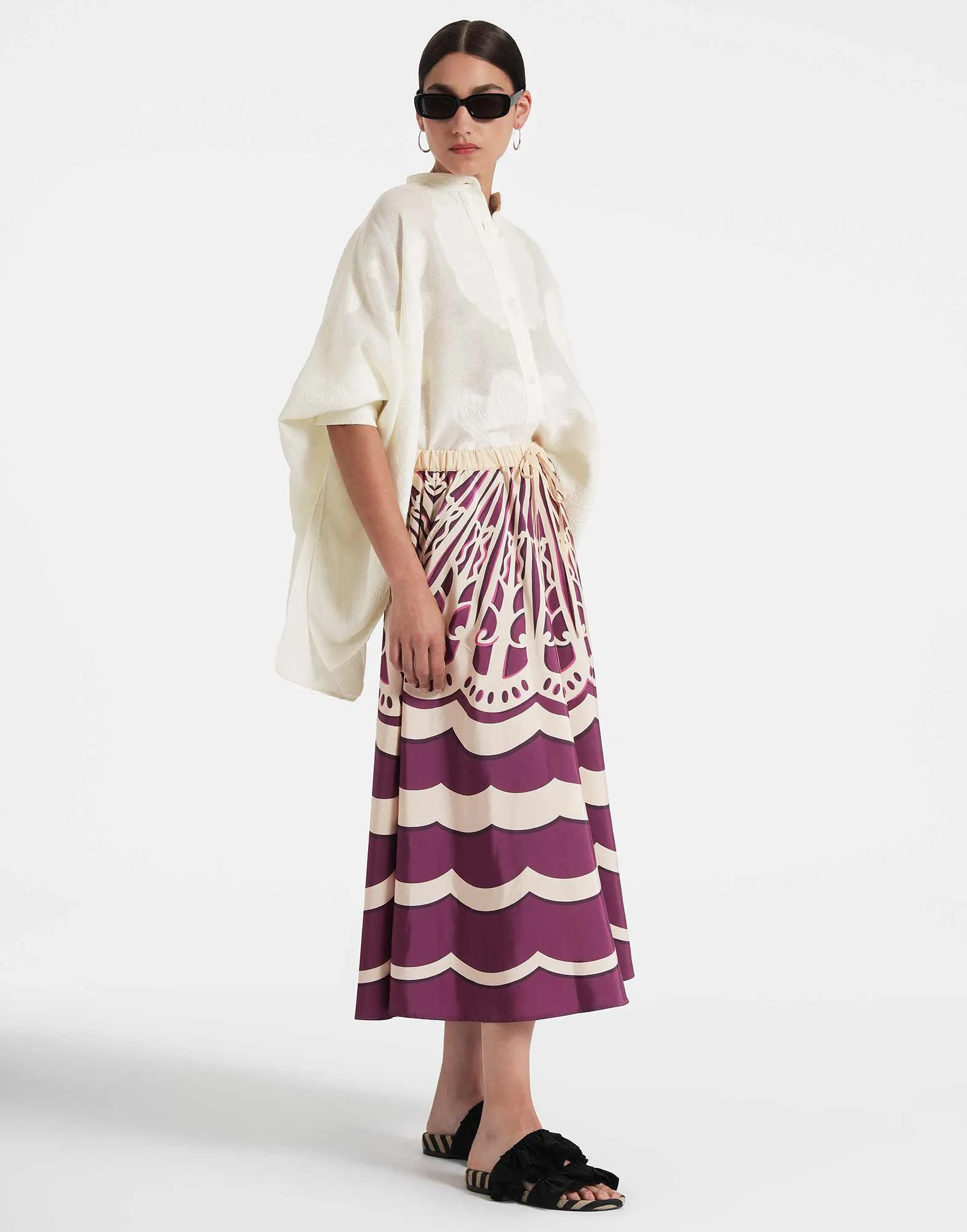 Drawstring Skirt in Fans Placée Purple for Women | La DoubleJ