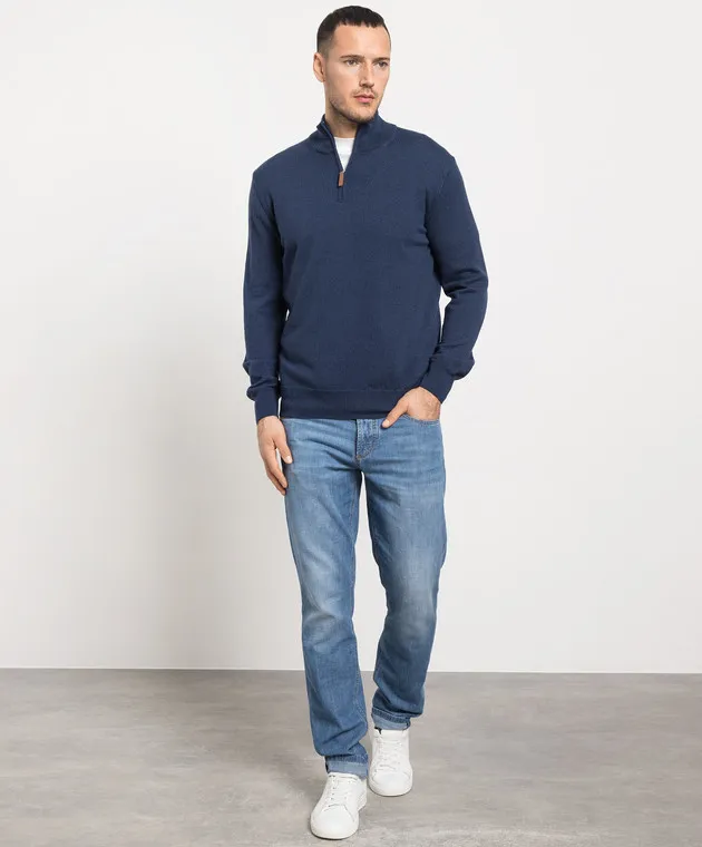 D'Uomo Milano Maglione blu in lana e cashmere 907N