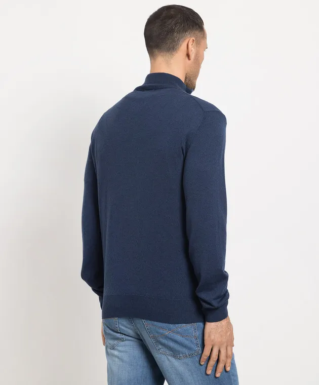 D'Uomo Milano Maglione blu in lana e cashmere 907N