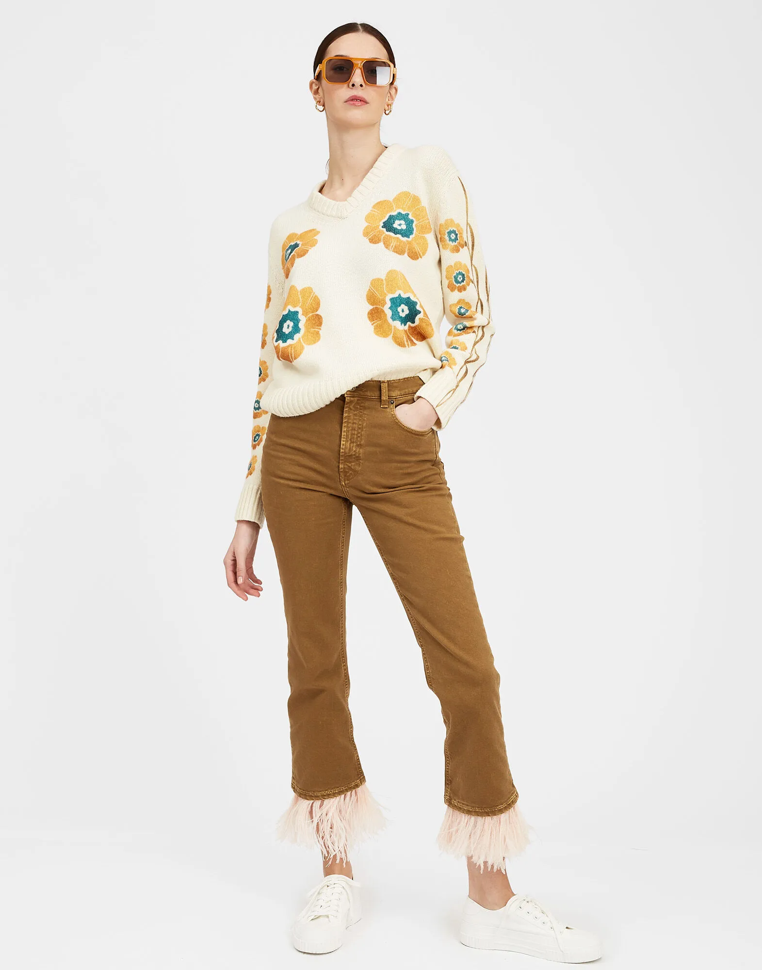 Fancy Crop Jeans in Khaki for Women | La DoubleJ