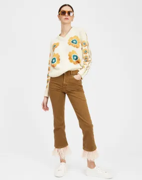 Fancy Crop Jeans in Khaki for Women | La DoubleJ