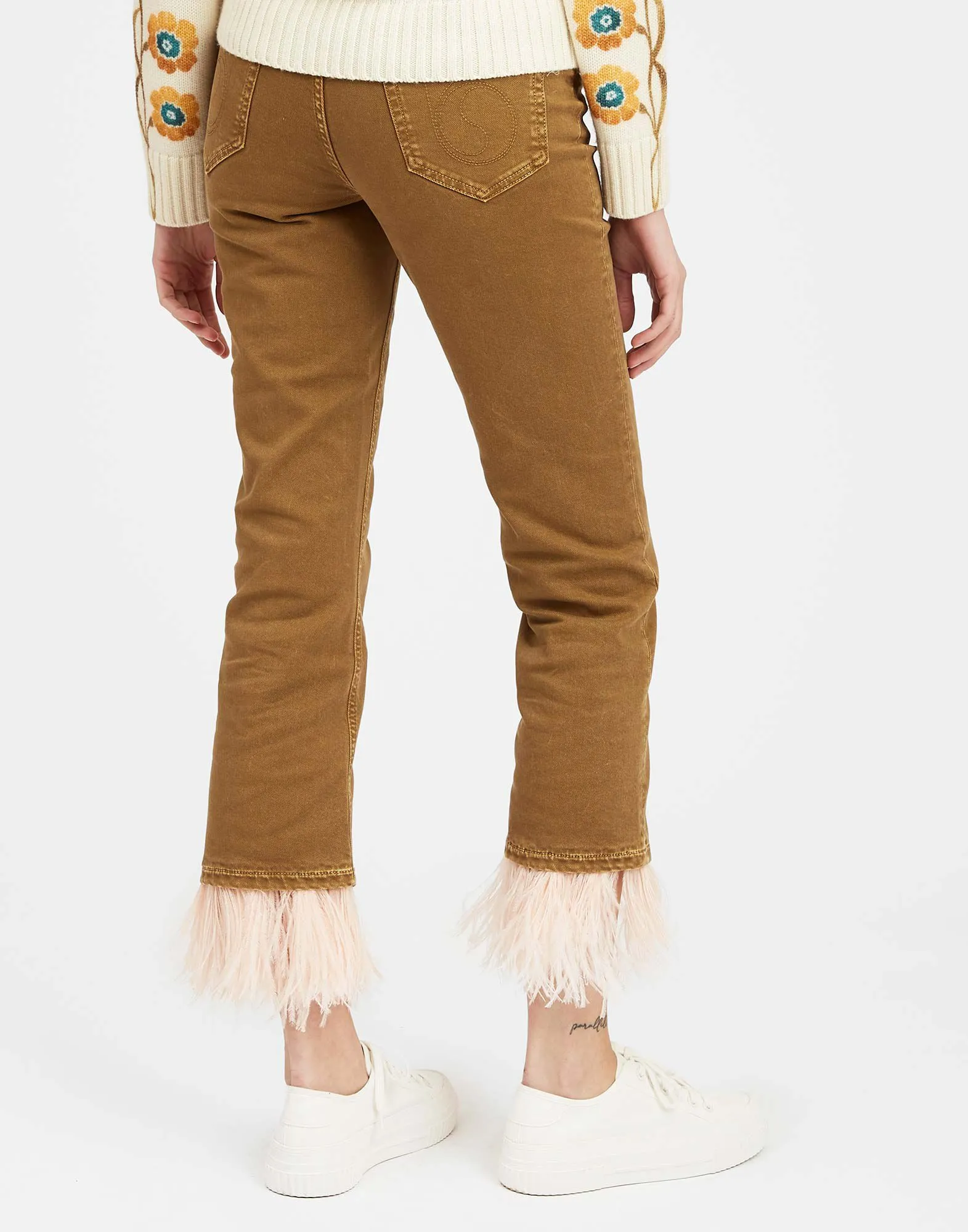 Fancy Crop Jeans in Khaki for Women | La DoubleJ