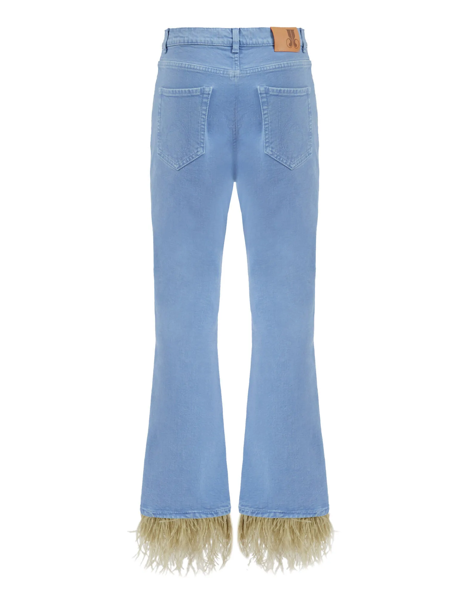 Fancy Crop Jeans (With Feathers) in Light Blue for Women | La DoubleJ