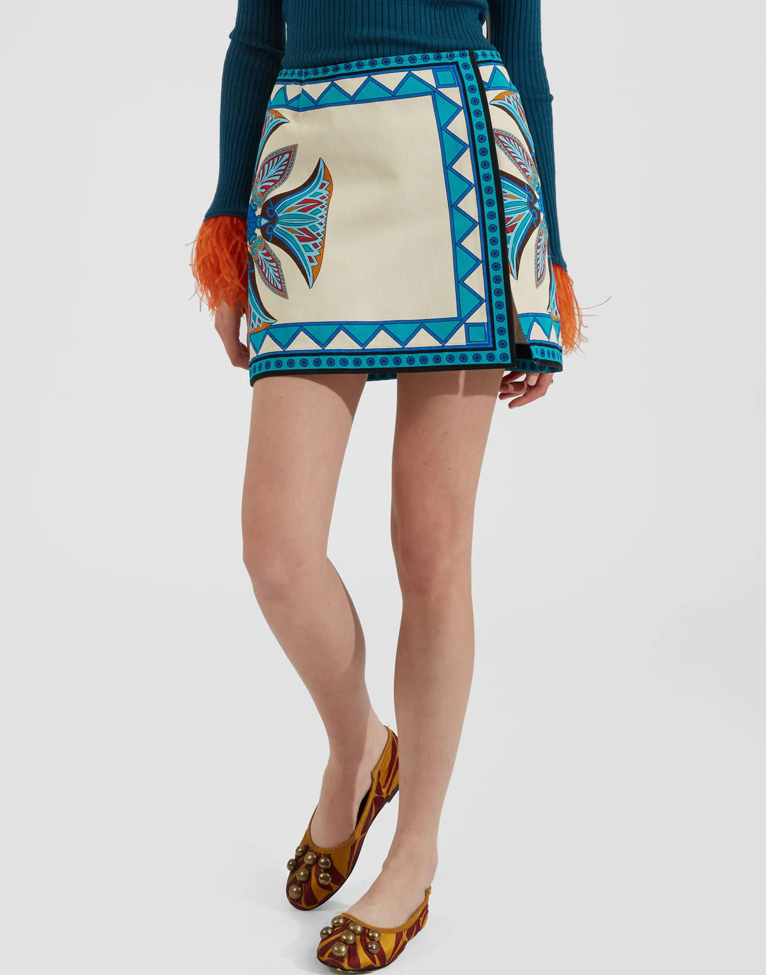 Foulard Mini Skirt in Lotus Placée Ivory for Women | La DoubleJ