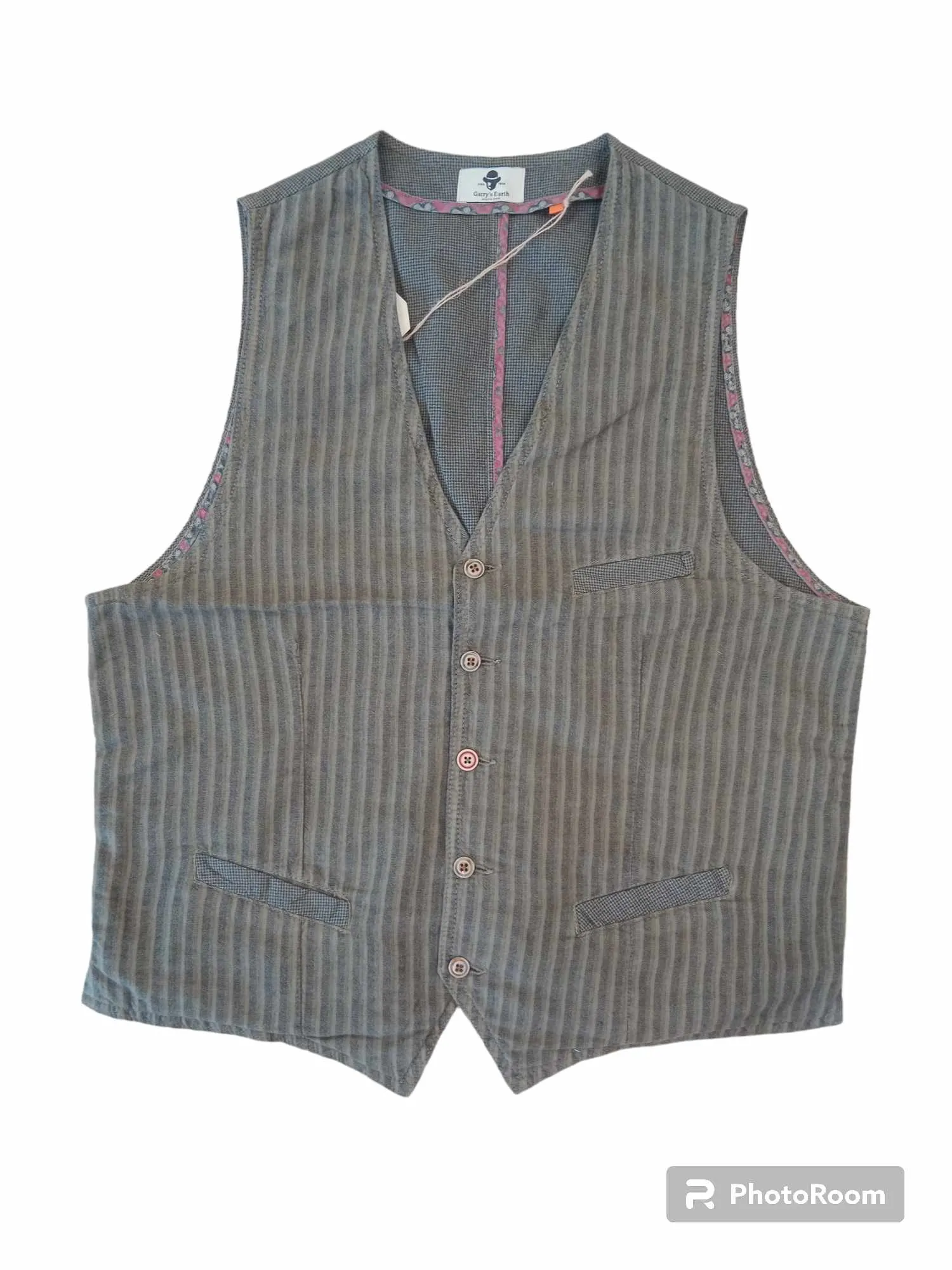 GARRY’S EARTH Gilet uomo gessato con bottoni vintage ZAE DIS 54