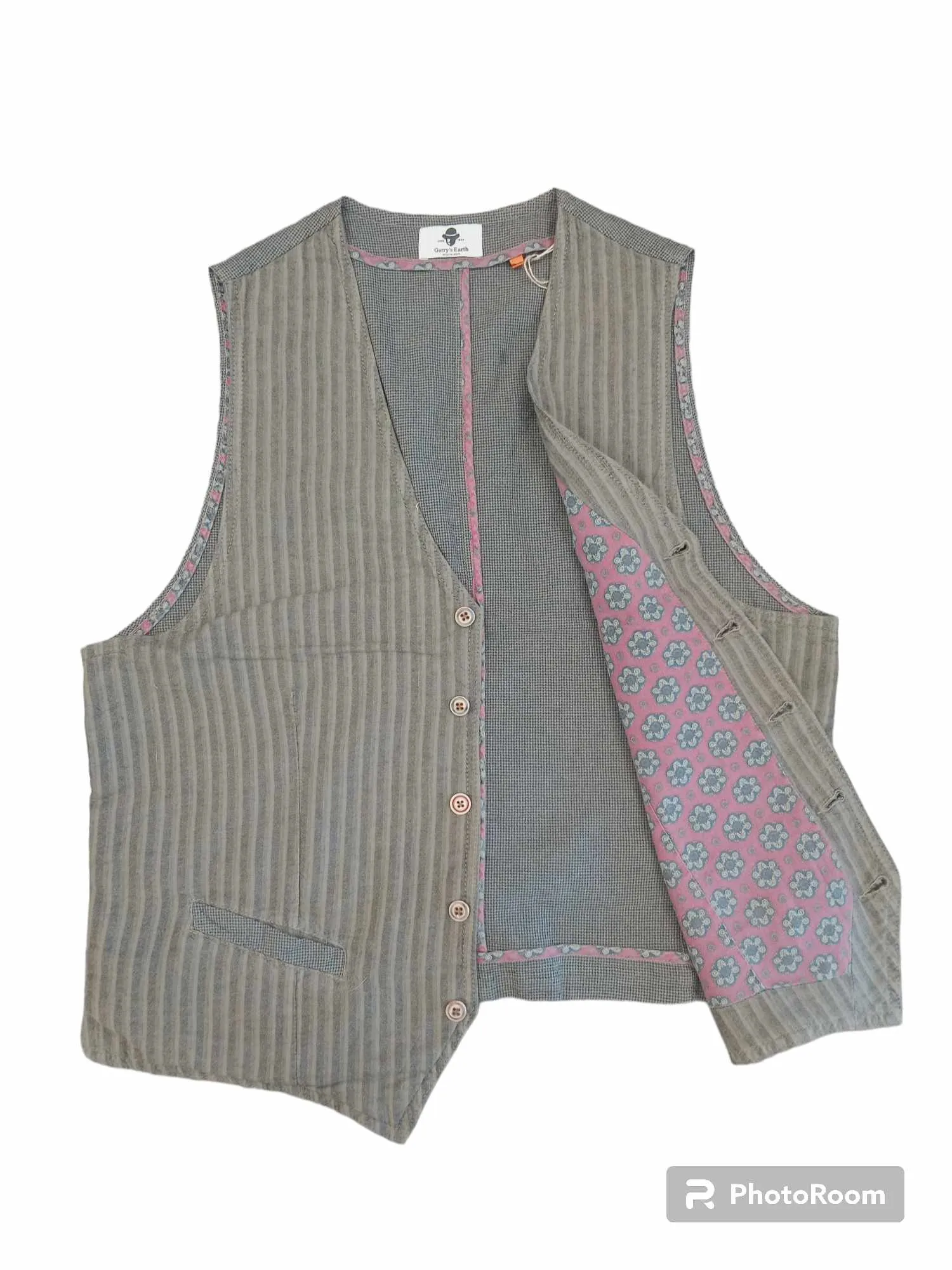 GARRY’S EARTH Gilet uomo gessato con bottoni vintage ZAE DIS 54