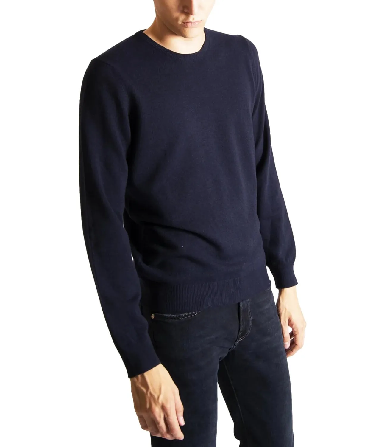 Gran Sasso Maglione pullover uomo color blu navyin lana merino